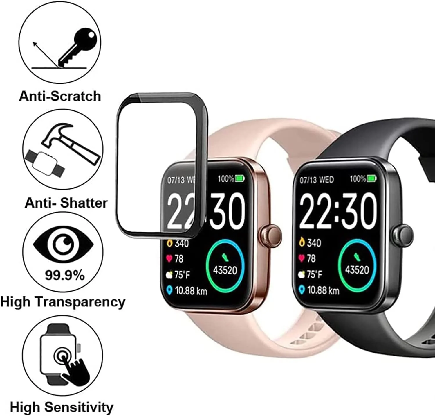 محافظ صفحه نمایش ساعت هوشمند Aeac، [بسته 3 عددی] محافظ صفحه نمایش نرم PET با پوشش کامل سه بعدی سازگار با ساعت هوشمند ID207 1.69 اینچی/Woneligo/Gydom ID207/AITAFY ID207/RIVERSONG/TOZO S2 44mm