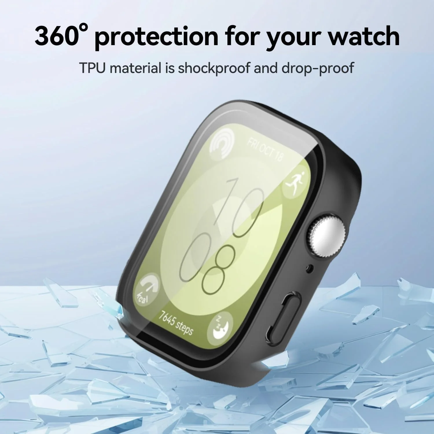 محافظ صفحه نمایش و قاب جین هک (JINHEC) دو عددی برای ساعت هوشمند هوآوی Watch Fit 4، پوشش کامل ضد خش و ضد ضربه PC سخت و شیشه حرارت دیده برای آقایان و بانوان (مشکی + آبی)