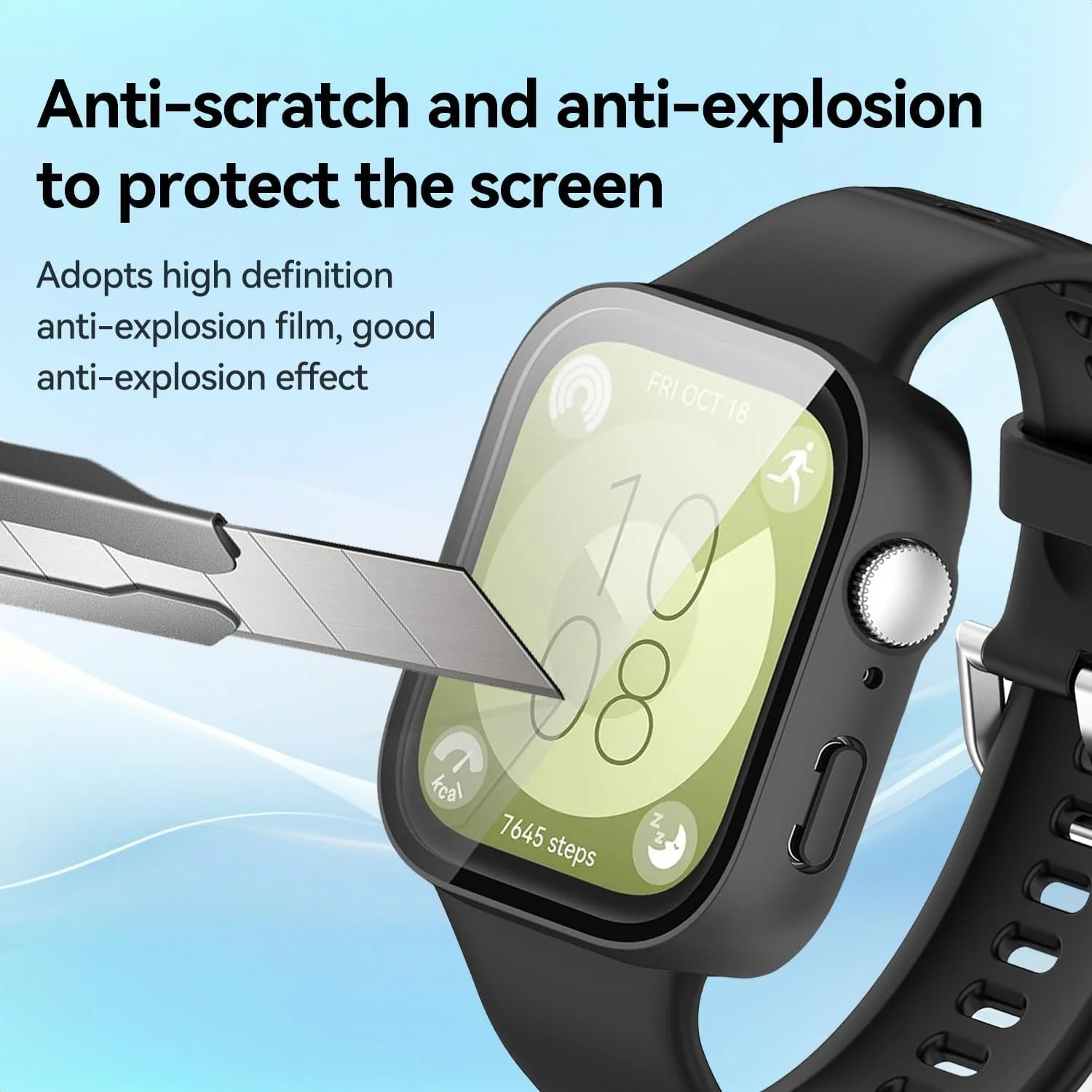 محافظ صفحه نمایش و قاب جین هک (JINHEC) دو عددی برای ساعت هوشمند هوآوی Watch Fit 4، پوشش کامل ضد خش و ضد ضربه PC سخت و شیشه حرارت دیده برای آقایان و بانوان (مشکی + آبی)