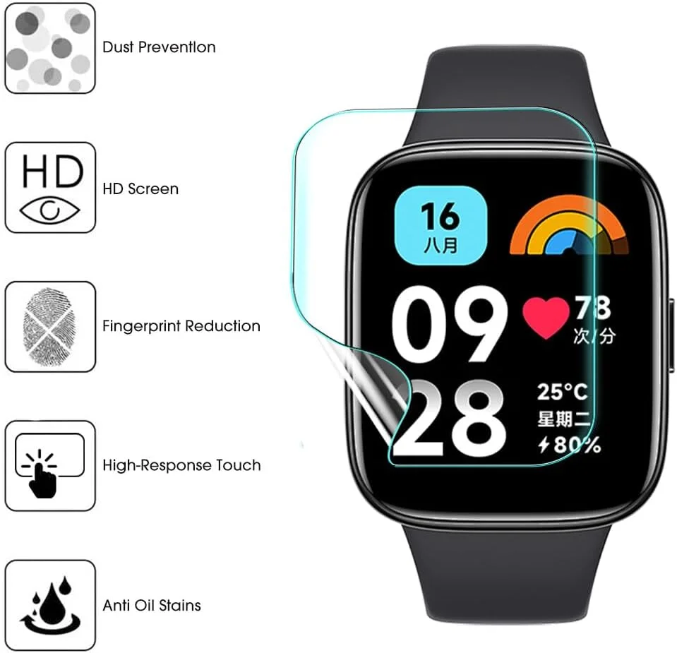 محافظ صفحه نمایش او ازون (بسته 3 عددی) سازگار با ردمی واچ 4، پوشش کامل شفاف ضد خش فیلم هیدروژل محافظ صفحه نمایش فیلم نرم و شفاف TPU HD، نصب آسان - شفاف محافظ صفحه نمایش او ازون (بسته 3 عددی) سازگار با ردمی واچ 4، پوشش کامل شفاف ضد خش فیلم هیدروژل محافظ صفحه نمایش فیلم نرم و شفاف TPU HD، نصب آسان - شفاف