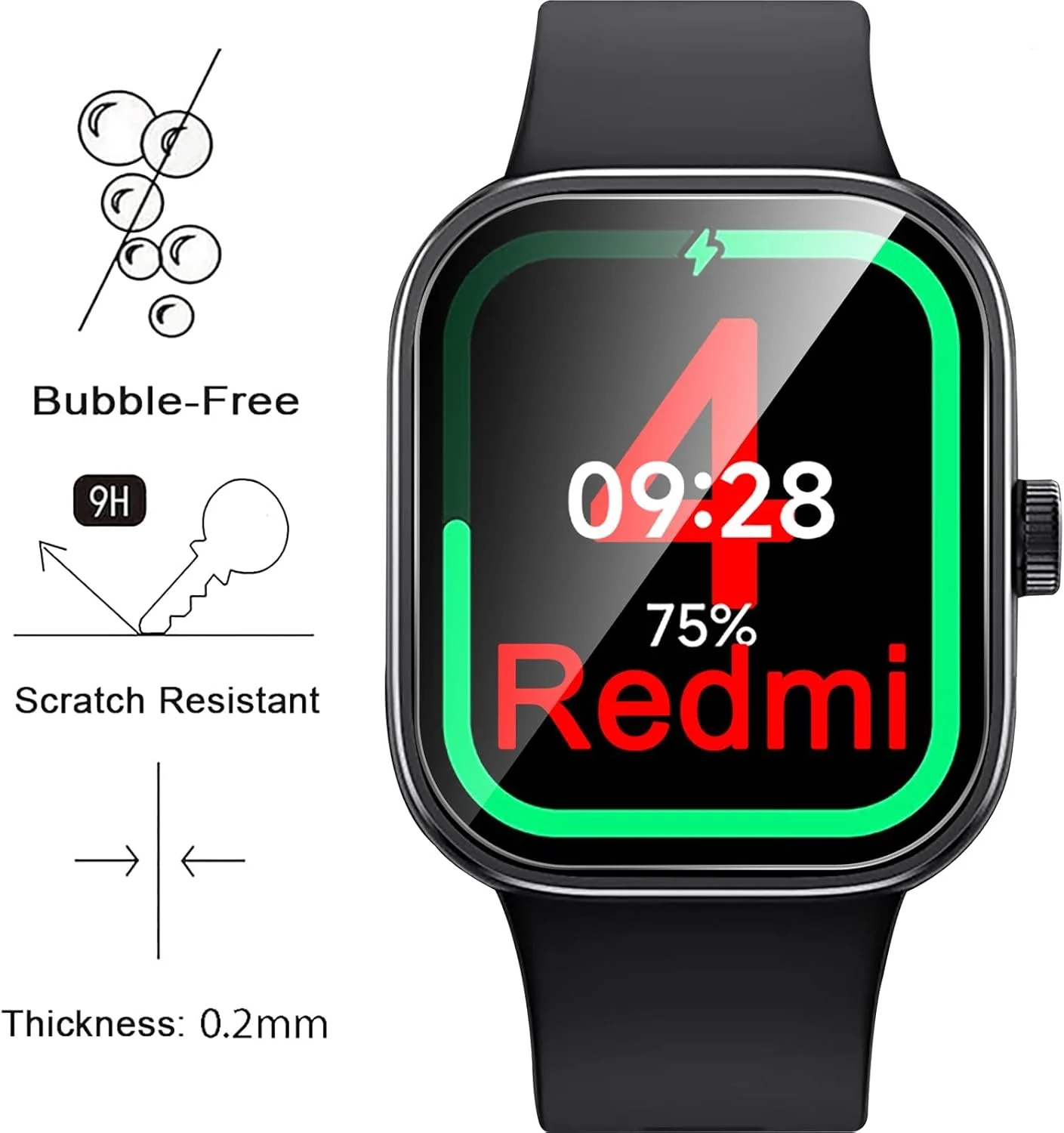 محافظ صفحه نمایش NALACAL برای ردمی واچ 4، بسته 4 عددی فیلم محافظ صفحه نمایش شفاف، محافظ صفحه شیشه ای تمپرد ضد حباب برای ردمی واچ 4 محافظ صفحه نمایش NALACAL برای ردمی واچ 4، بسته 4 عددی فیلم محافظ صفحه نمایش شفاف، محافظ صفحه شیشه ای تمپرد ضد حباب برای ردمی واچ 4