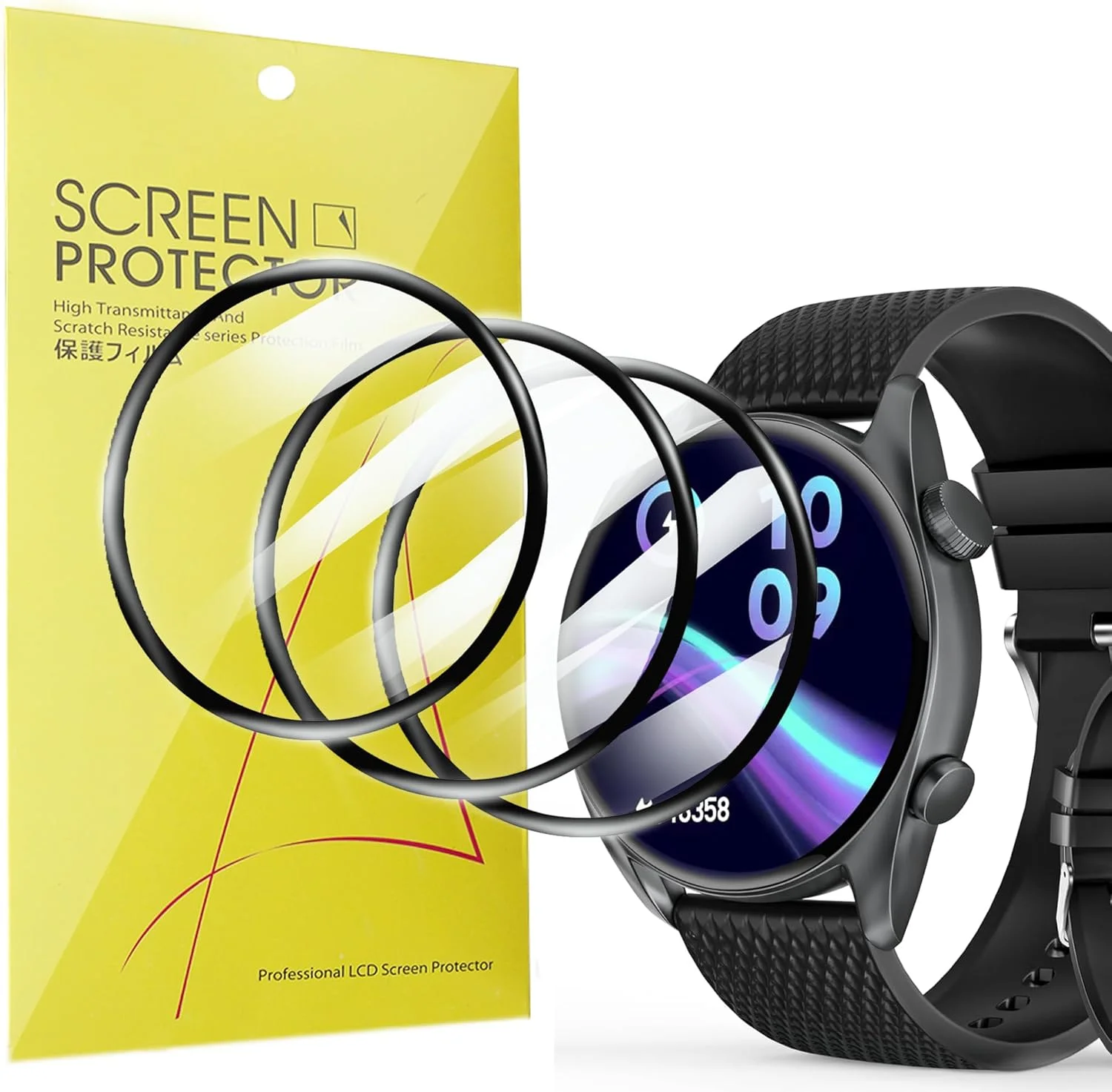 محافظ صفحه نمایش نرم و سازگار Lamshaw برای ساعت هوشمند MFVLP، [بسته 3 عددی] محافظ صفحه نمایش PET نرم با پوشش کامل سه بعدی سازگار با ساعت هوشمند MFVLP LC310 1.43 اینچی (بسته 3 عددی)