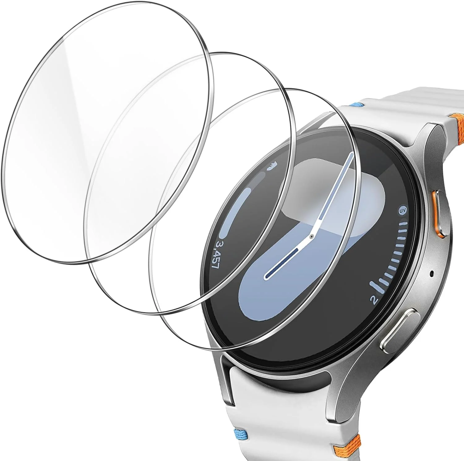 محافظ صفحه نمایش JETech برای ساعت هوشمند سامسونگ گلکسی واچ 7/6 سایز 44 میلی‌متر، شیشه حرارت دیده ضد خش، شفافیت HD، بسته‌ی 3 عددی