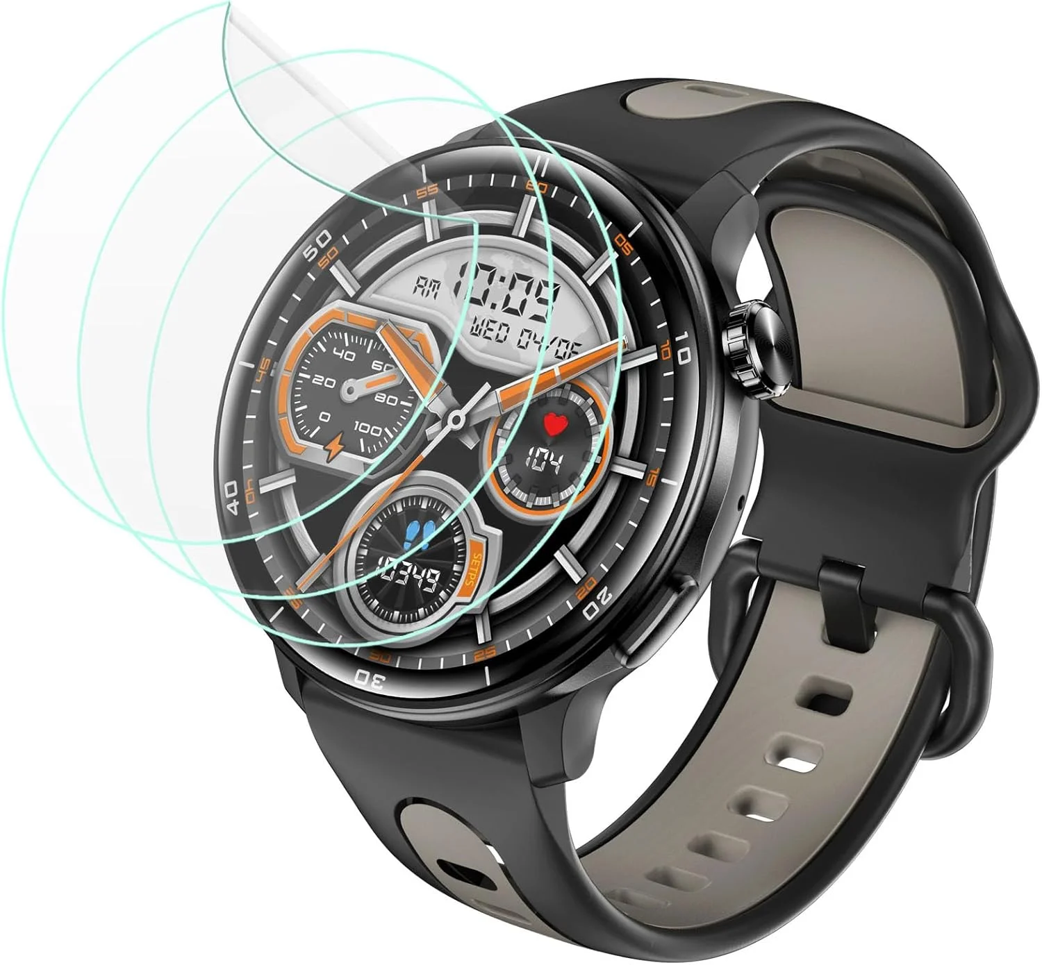 محافظ صفحه نمایش هوشمند Futanwei برای ساعت هوشمند Mingdaln S666 سایز 1.43 اینچ [بسته 5 عددی] فیلم PET نرم و شفاف HD [ضد اثر انگشت] [ضد خش] [بدون حباب] سازگار با ساعت هوشمند Mingtawn Mingdaln S666