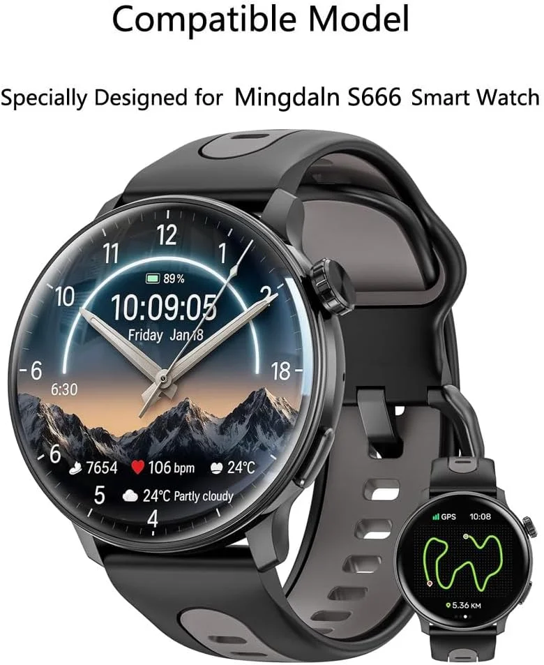 محافظ صفحه نمایش هوشمند Futanwei برای ساعت هوشمند Mingdaln S666 سایز 1.43 اینچ [بسته 5 عددی] فیلم PET نرم و شفاف HD [ضد اثر انگشت] [ضد خش] [بدون حباب] سازگار با ساعت هوشمند Mingtawn Mingdaln S666