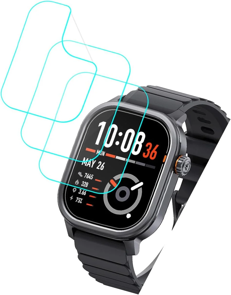 محافظ صفحه نمایش فوتانوی برای ساعت هوشمند KOSPET Pulse سایز 1.96 اینچ [بسته 3 عددی]، فیلم PET نرم و شفاف HD، ضد اثر انگشت، ضد خش، بدون حباب، سازگار با ساعت هوشمند و ردیاب تناسب اندام KOSPET Pulse