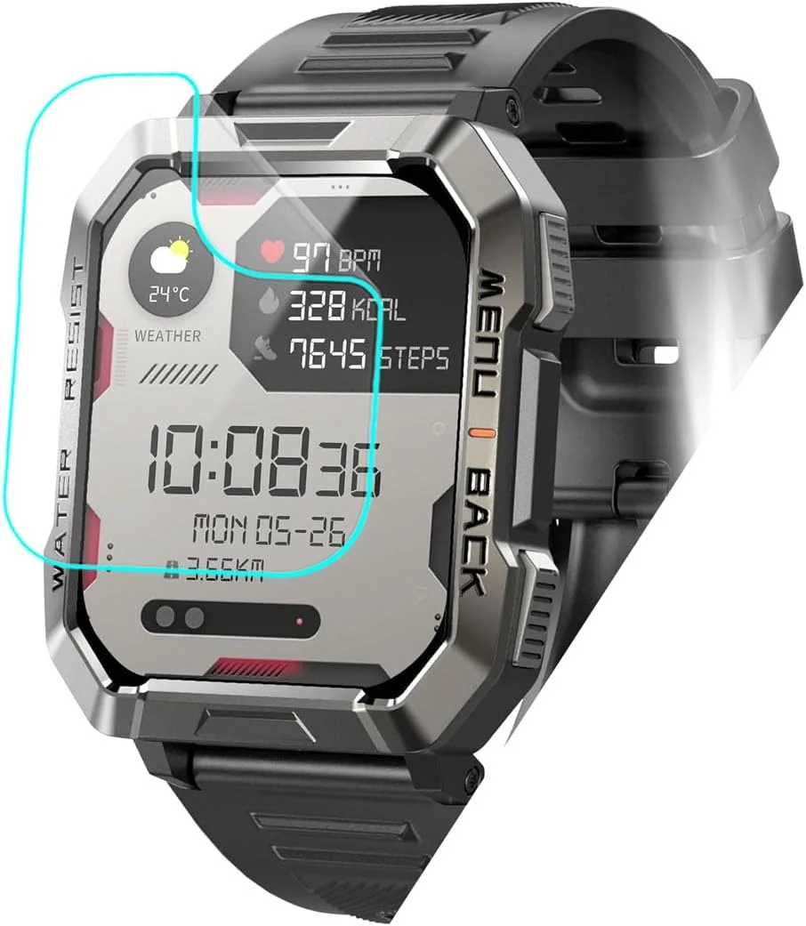 محافظ صفحه نمایش فوتاوی مناسب برای ساعت هوشمند نظامی IOWODO W60 سایز 2.01 اینچ [بسته 5 عددی] فیلم PET نرم و شفاف HD [ضد اثر انگشت] [ضد خش] [بدون حباب] سازگار با ساعت هوشمند Blackview IOWODO W60