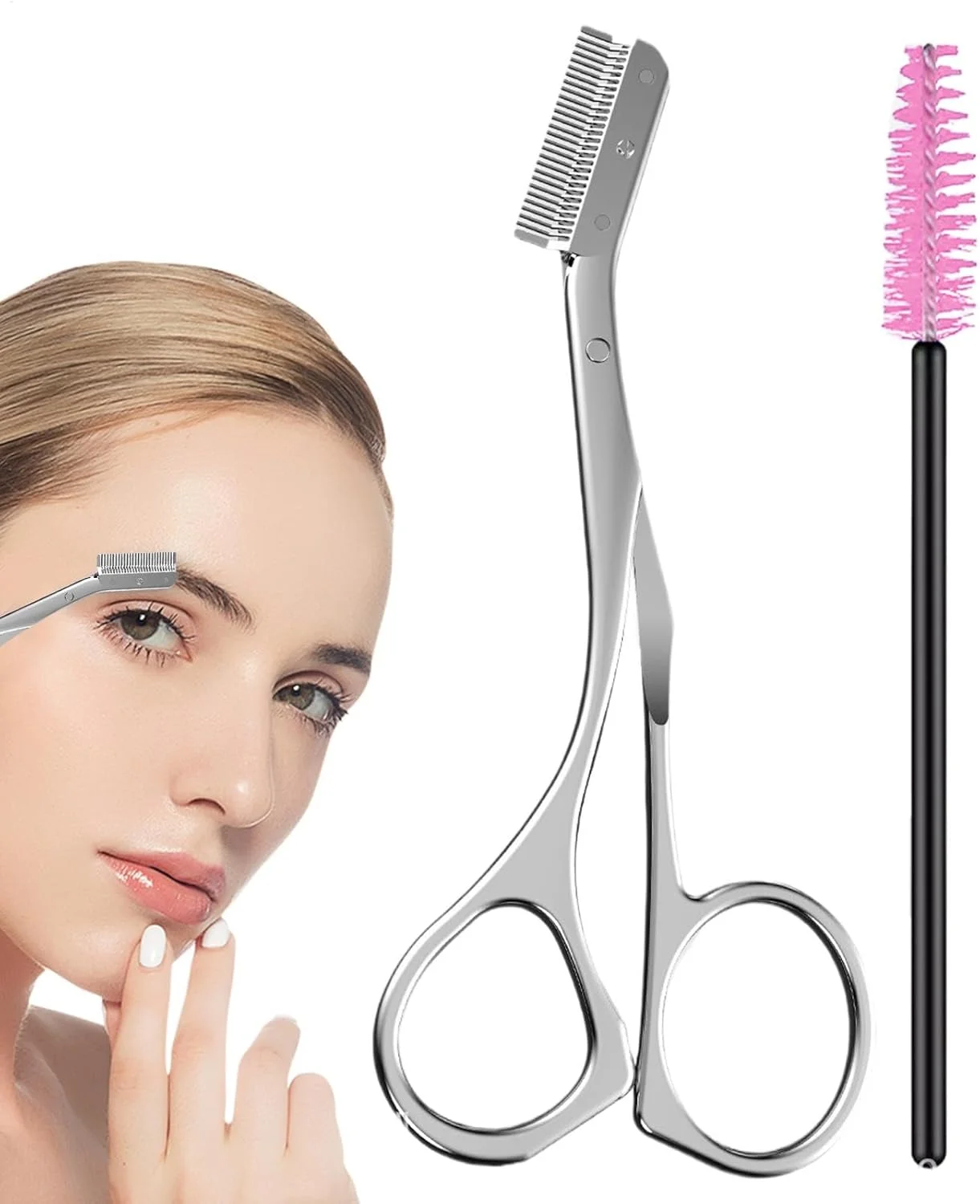 ست مرتب کننده ابرو | قیچی ابرو استیل ضد زنگ - ابزار آرایش حرفه ای، مرتب کننده ابرو با شانه برای ابرو ست مرتب کننده ابرو | قیچی ابرو استیل ضد زنگ - ابزار آرایش حرفه ای، مرتب کننده ابرو با شانه برای ابرو