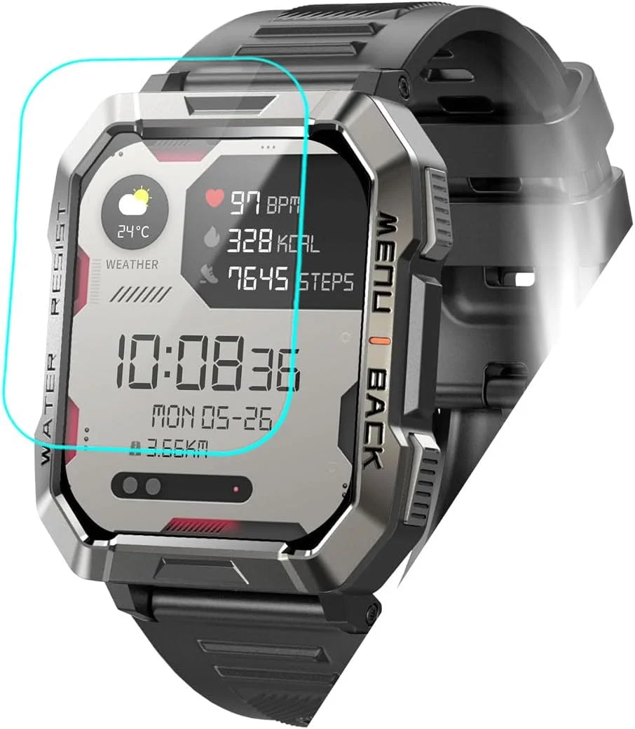 محافظ صفحه نمایش فوتاوی مناسب برای ساعت هوشمند نظامی IOWODO W60 سایز 2.01 اینچ [بسته 5 عددی] فیلم PET نرم و شفاف HD [ضد اثر انگشت] [ضد خش] [بدون حباب] سازگار با ساعت هوشمند Blackview IOWODO W60