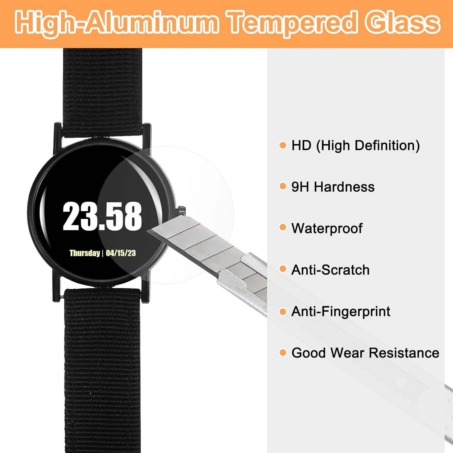 محافظ صفحه نمایش شیشه ای ساعت هارفرینگتون 5 عددی 38 میلی متری شیشه حرارت دیده 9H با آلومینا بالا ضد خش ضد آب HD محافظ صفحه نمایش کریستالی گرد ساعت هوشمند
