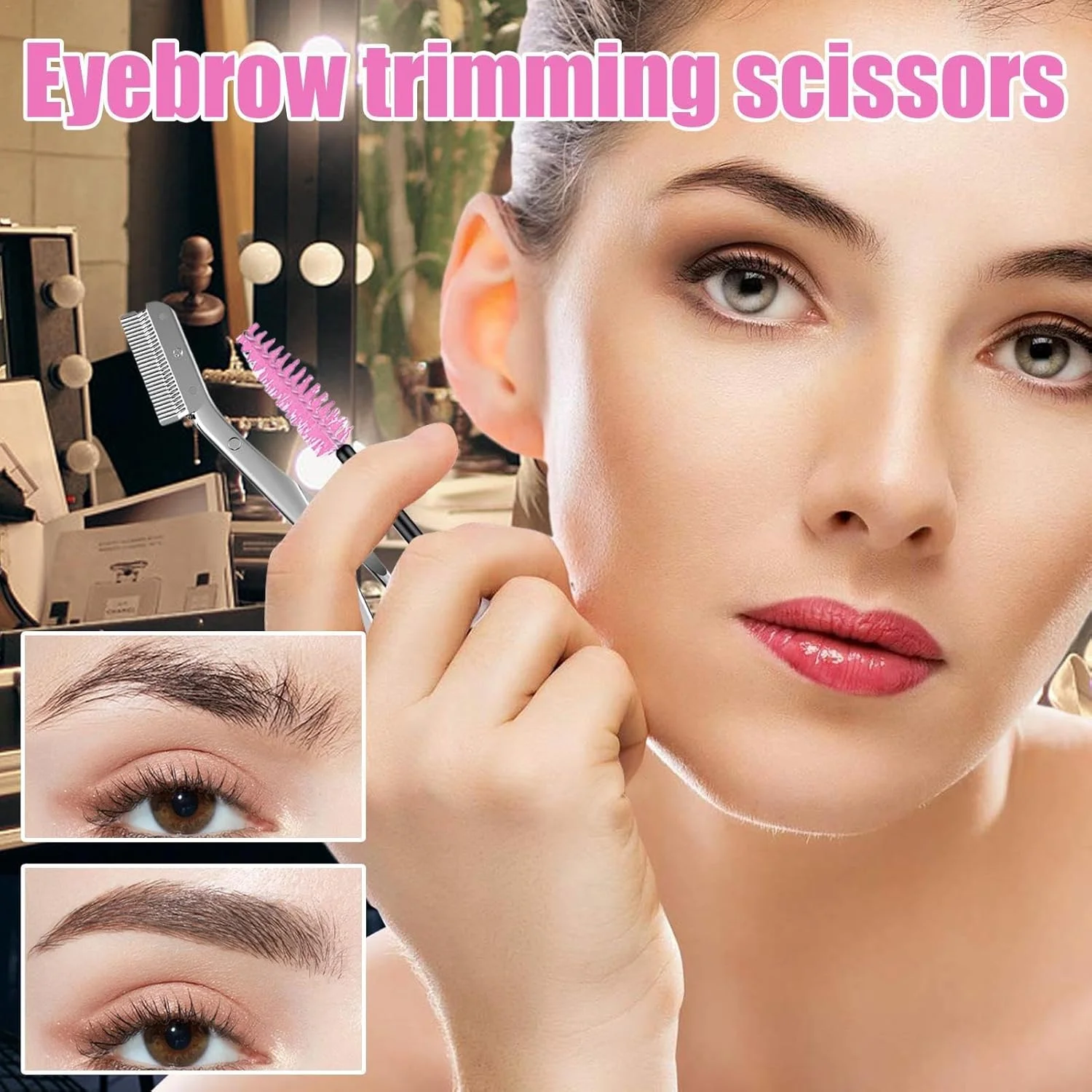 ست مرتب کننده ابرو | قیچی ابرو استیل ضد زنگ - ابزار آرایش حرفه ای، مرتب کننده ابرو با شانه برای ابرو ست مرتب کننده ابرو | قیچی ابرو استیل ضد زنگ - ابزار آرایش حرفه ای، مرتب کننده ابرو با شانه برای ابرو