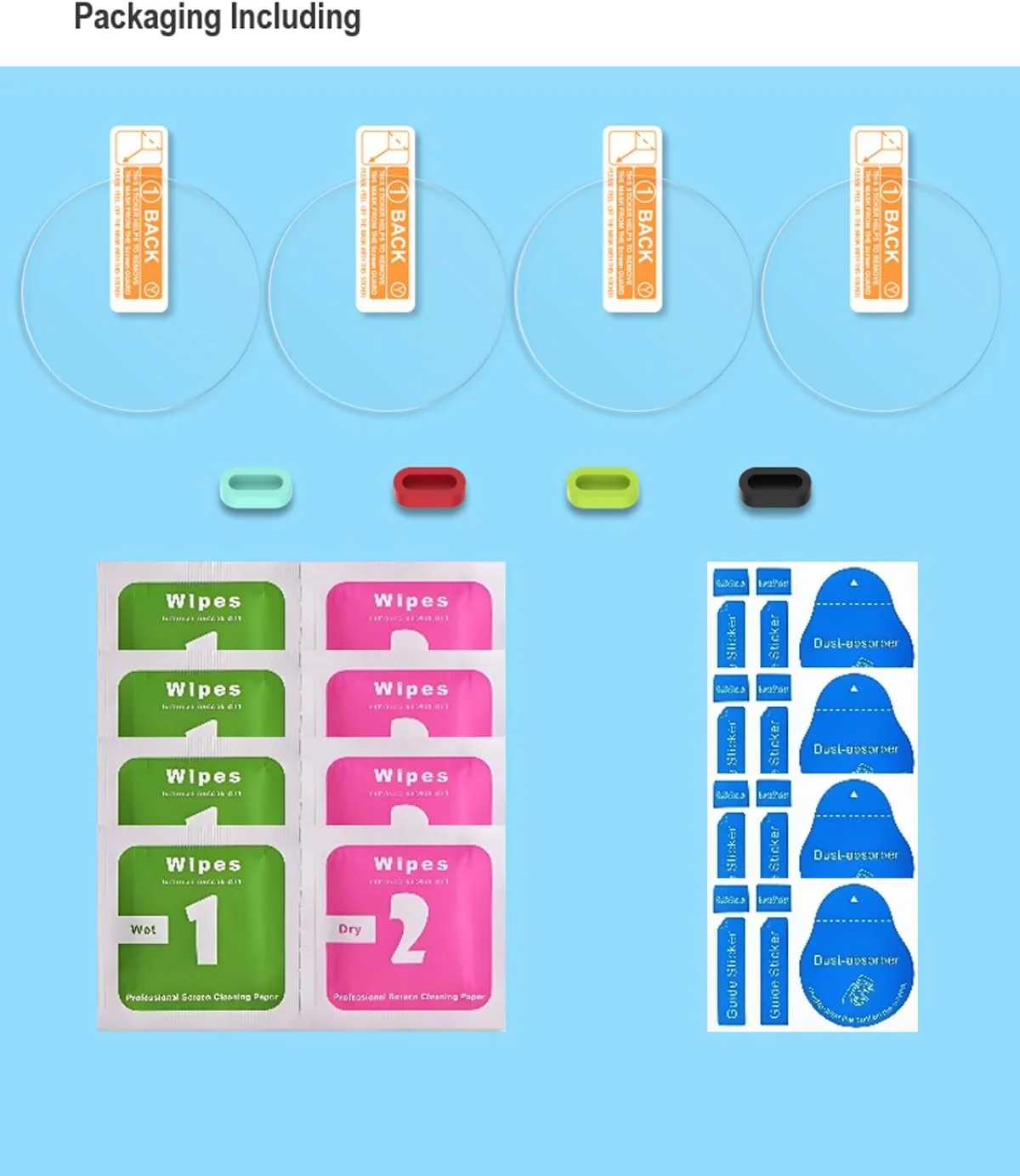 محافظ صفحه نمایش iDaPro [بسته 4 عددی] برای ساعت هوشمند شنا Garmin Swim 2 + درپوش های ضد گرد و غبار سیلیکونی، شیشه حرارت دیده ضد خش و بدون حباب