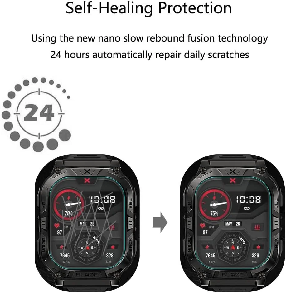 محافظ صفحه نمایش نرم PET شفاف HD مدل Futanwei برای CARBINOX Blaze S [بسته 3 عددی] [ضد اثر انگشت] [ضد خش] [بدون حباب] سازگار با ساعت هوشمند CARBINOX Blaze Square Fitness Tracker