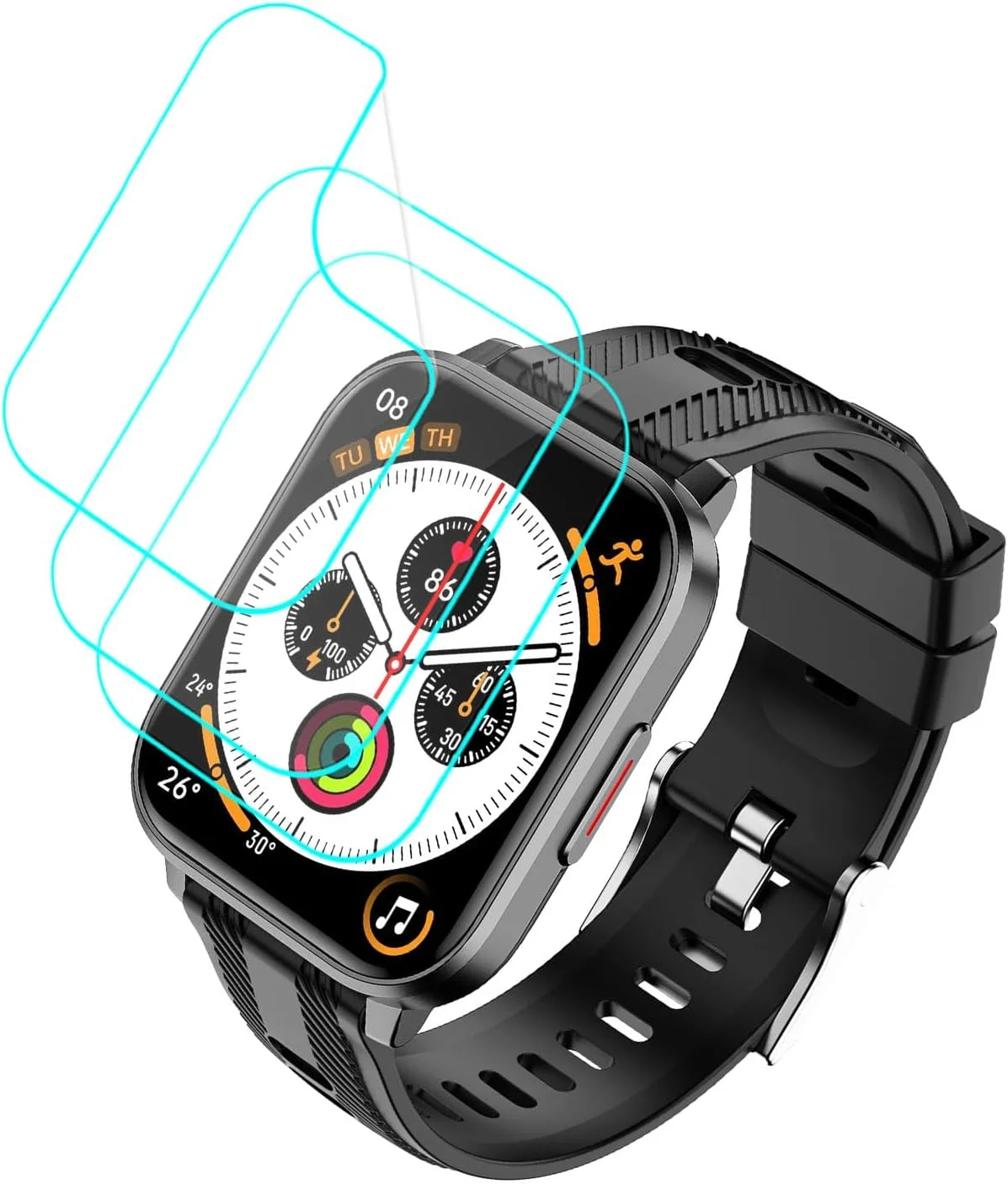 محافظ صفحه نمایش فوتاوی برای ساعت هوشمند Brhgph P75، 1.85 اینچ [بسته 3 عددی] فیلم نرم PET شفاف HD [ضد اثر انگشت] [ضد خش] [بدون حباب] سازگار با ساعت هوشمند Brhgph P75 ردیاب تناسب اندام