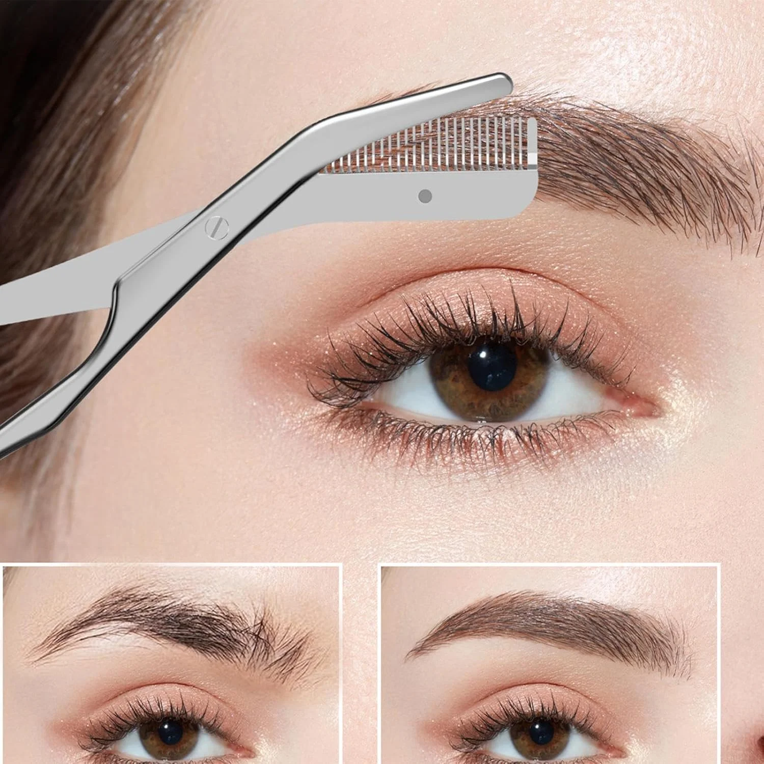 ست مرتب کننده ابرو - قیچی ابرو استیل ضد زنگ برای مرتب کردن و حالت دادن ابرو - ابزار آرایش حرفه ای، کاتر ابرو با شانه برای ابرو ست مرتب کننده ابرو - قیچی ابرو استیل ضد زنگ برای مرتب کردن و حالت دادن ابرو - ابزار آرایش حرفه ای، کاتر ابرو با شانه برای ابرو