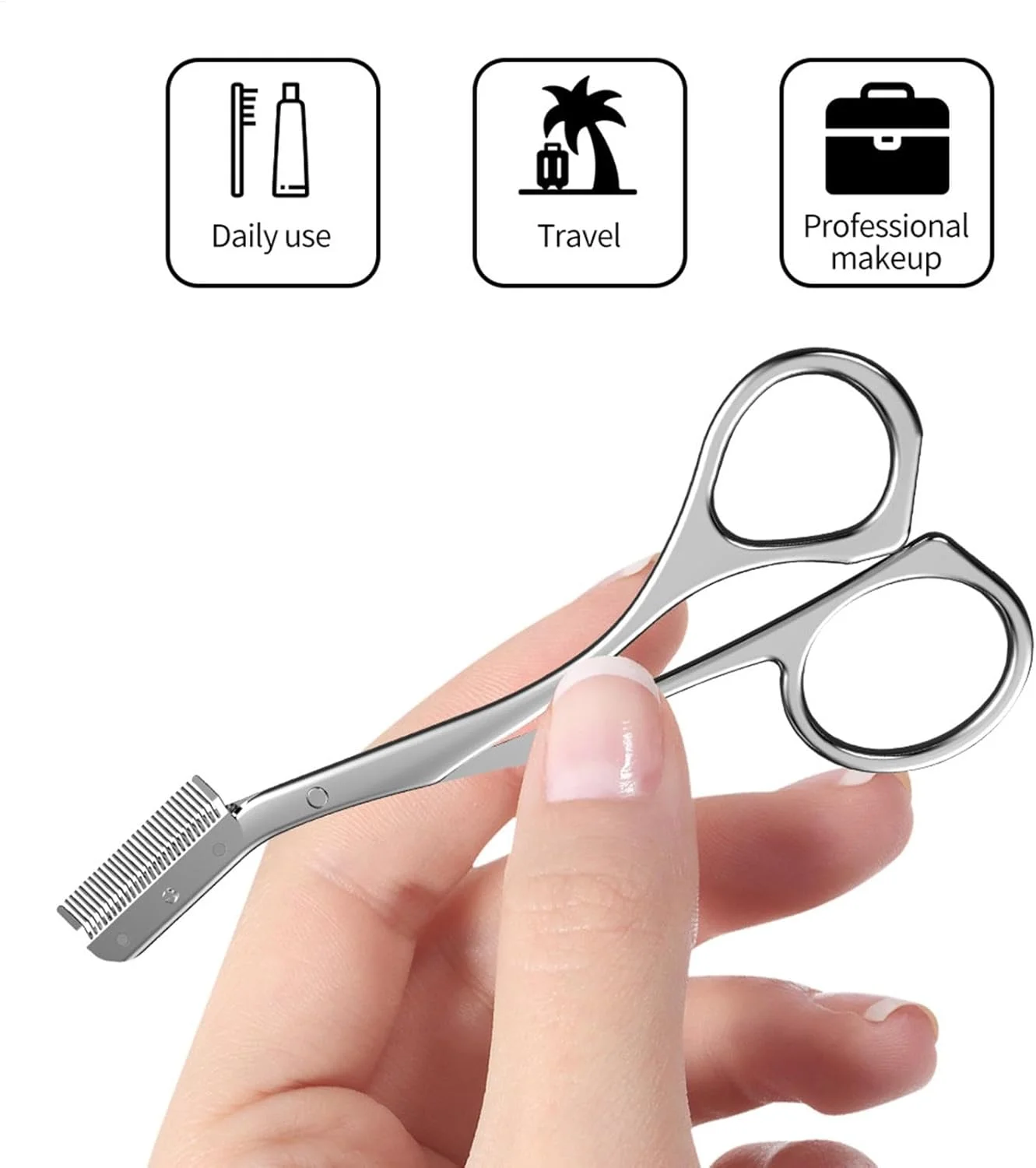 ست مرتب کننده ابرو | قیچی ابرو استیل ضد زنگ - ابزار آرایش حرفه ای، مرتب کننده ابرو با شانه برای ابرو ست مرتب کننده ابرو | قیچی ابرو استیل ضد زنگ - ابزار آرایش حرفه ای، مرتب کننده ابرو با شانه برای ابرو