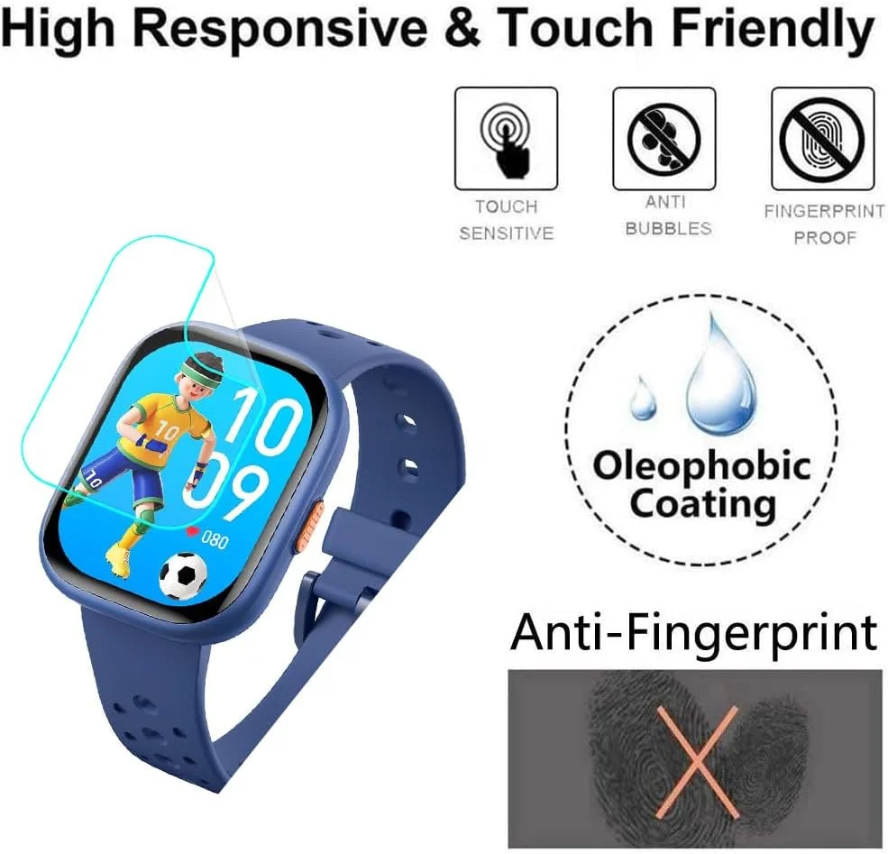 محافظ صفحه نمایش فوتانوی مناسب برای ساعت هوشمند کودکانه Heroange W79 سایز 1.83 اینچ [بسته 3 عددی] فیلم نرم PET شفاف HD [ضد اثر انگشت] [ضد خش] [بدون حباب] سازگار با ساعت ردیاب تناسب اندام کودکانه Heroange W79