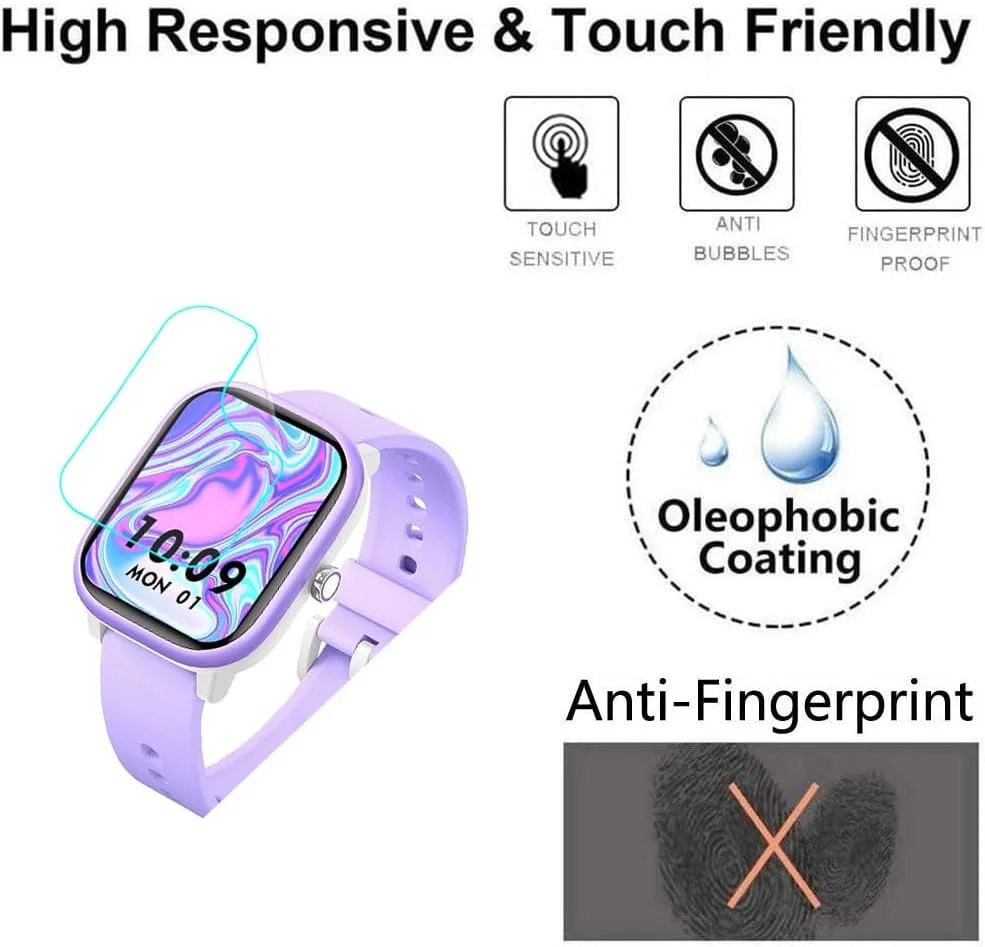 محافظ صفحه نمایش فوتاوی برای ساعت هوشمند فیکامی W96، 1.8 اینچ [بسته 3 عددی] فیلم PET نرم و شفاف HD [ضد اثر انگشت] [ضد خش] [بدون حباب] سازگار با ساعت هوشمند کودکانه فیکامی W96