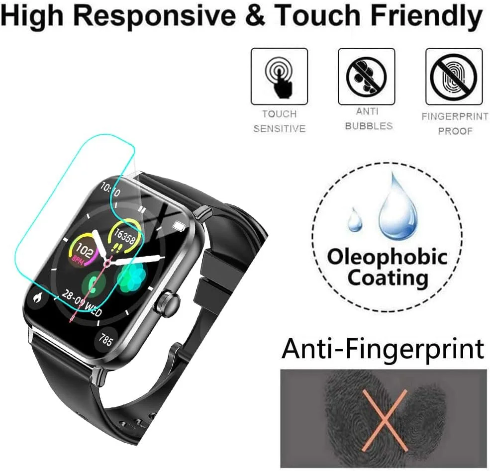 محافظ صفحه نمایش هوشمند Futanwei برای ساعت هوشمند EXZHIG TJ08 سایز 1.83 اینچ [بسته 3 عددی] فیلم PET نرم و شفاف HD [ضد اثر انگشت] [ضد خش] [بدون حباب] سازگار با ردیاب تناسب اندام ساعت هوشمند EXZHIG TJ08