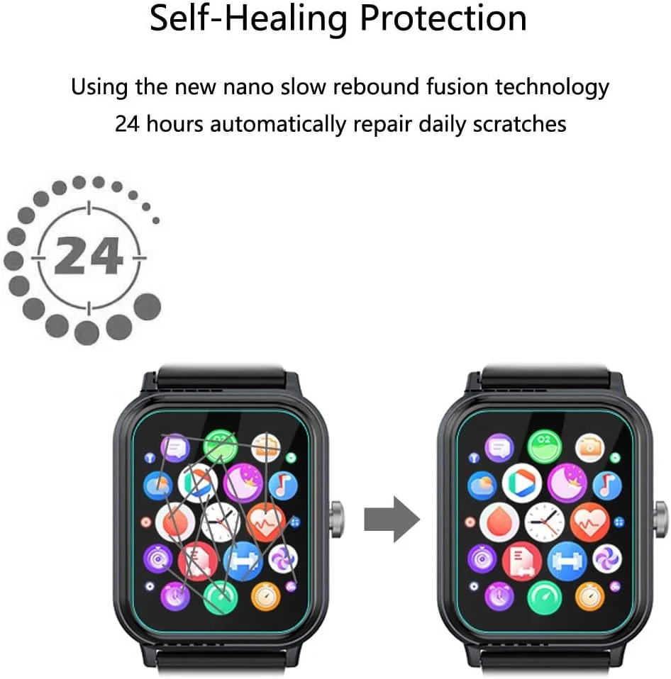 محافظ صفحه نمایش هوشمند Futanwei برای ساعت هوشمند EXZHIG TJ08 سایز 1.83 اینچ [بسته 3 عددی] فیلم PET نرم و شفاف HD [ضد اثر انگشت] [ضد خش] [بدون حباب] سازگار با ردیاب تناسب اندام ساعت هوشمند EXZHIG TJ08