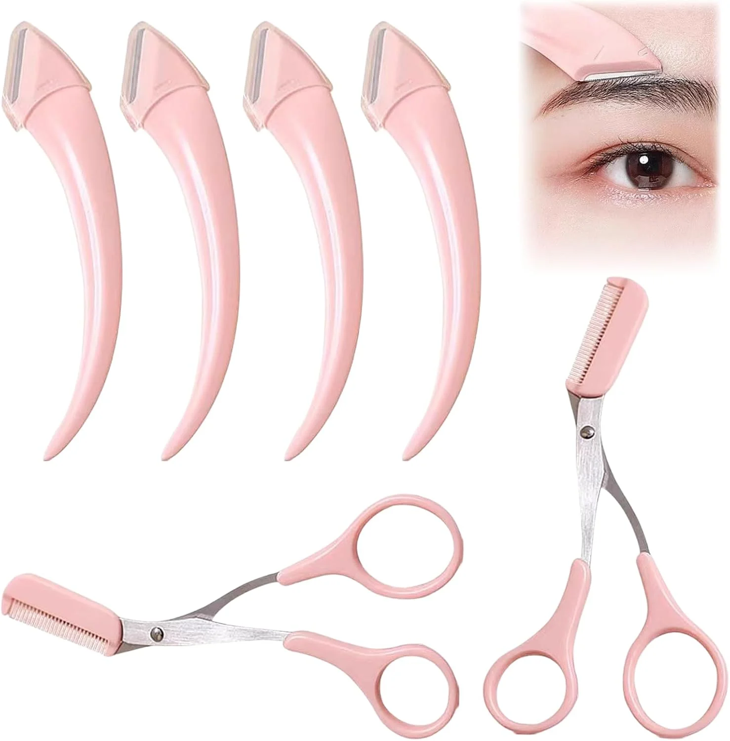 ست موچین ابرو 6 عددی شامل قیچی ابرو با شانه، تیغ ابرو استیل ضد زنگ، لوازم جانبی اصلاح موی ابرو و مژه برای زنان و مردان ست موچین ابرو 6 عددی شامل قیچی ابرو با شانه، تیغ ابرو استیل ضد زنگ، لوازم جانبی اصلاح موی ابرو و مژه برای زنان و مردان