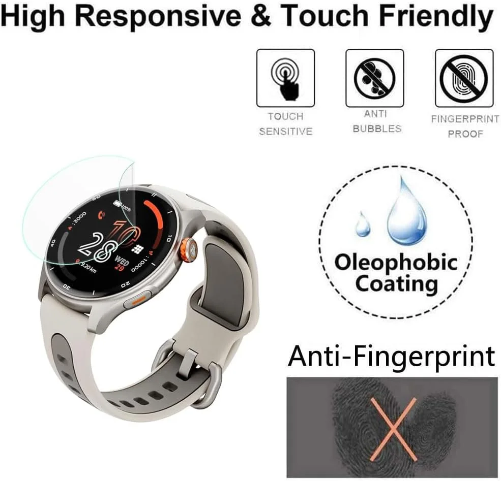 محافظ صفحه نمایش Futanwei برای ساعت هوشمند Cubitt Aura Pro سایز 1.43 اینچ [بسته 3 عددی] فیلم PET نرم و شفاف HD [ضد اثر انگشت] [ضد خش] [بدون حباب] سازگار با ساعت هوشمند Cubitt Aura Pro ردیاب تناسب اندام