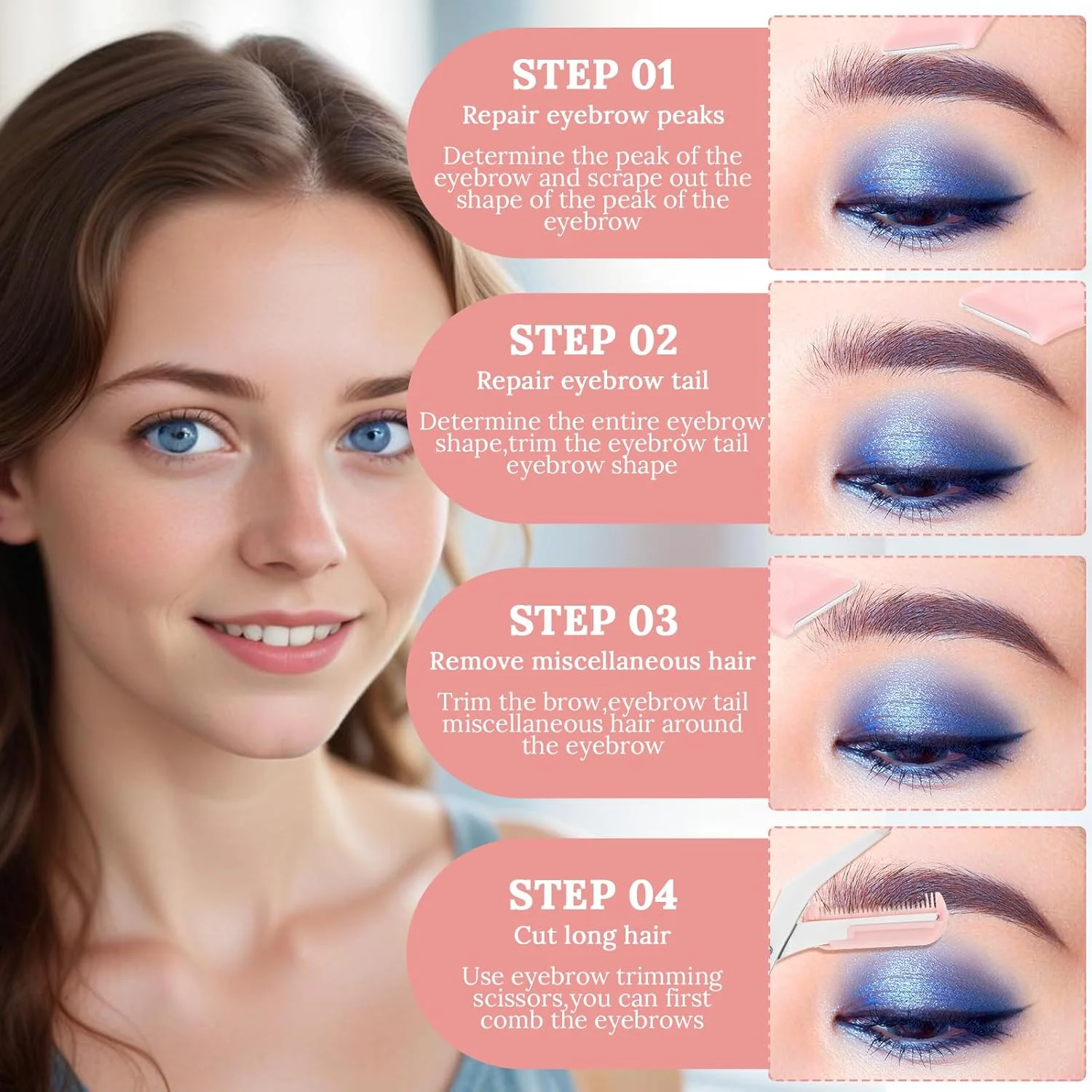 ست موچین ابرو 6 تکه، قیچی ابرو با شانه برای مبتدیان، ابزار حذف موهای صورت، لوازم جانبی زیبایی برای آقایان و بانوان ست موچین ابرو 6 تکه، قیچی ابرو با شانه برای مبتدیان، ابزار حذف موهای صورت، لوازم جانبی زیبایی برای آقایان و بانوان