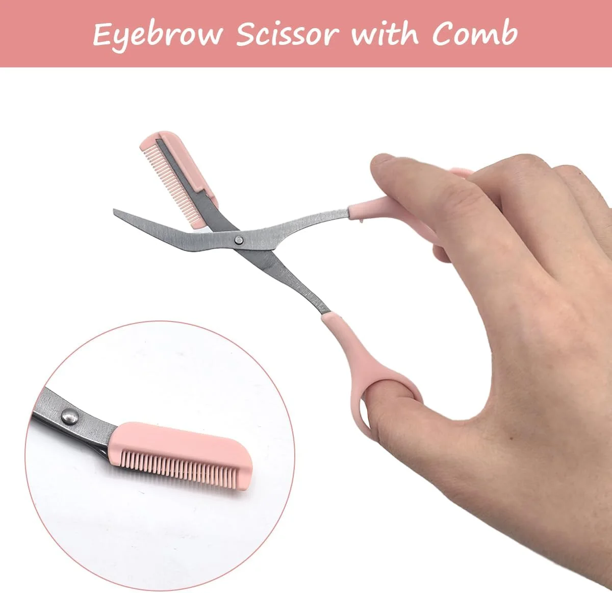 ست قیچی ابرو 9 تکه شامل قیچی ابرو با شانه، تیغ ابرو، ابزار آرایش ابرو برای آقایان و بانوان (صورتی) ست قیچی ابرو 9 تکه شامل قیچی ابرو با شانه، تیغ ابرو، ابزار آرایش ابرو برای آقایان و بانوان (صورتی)