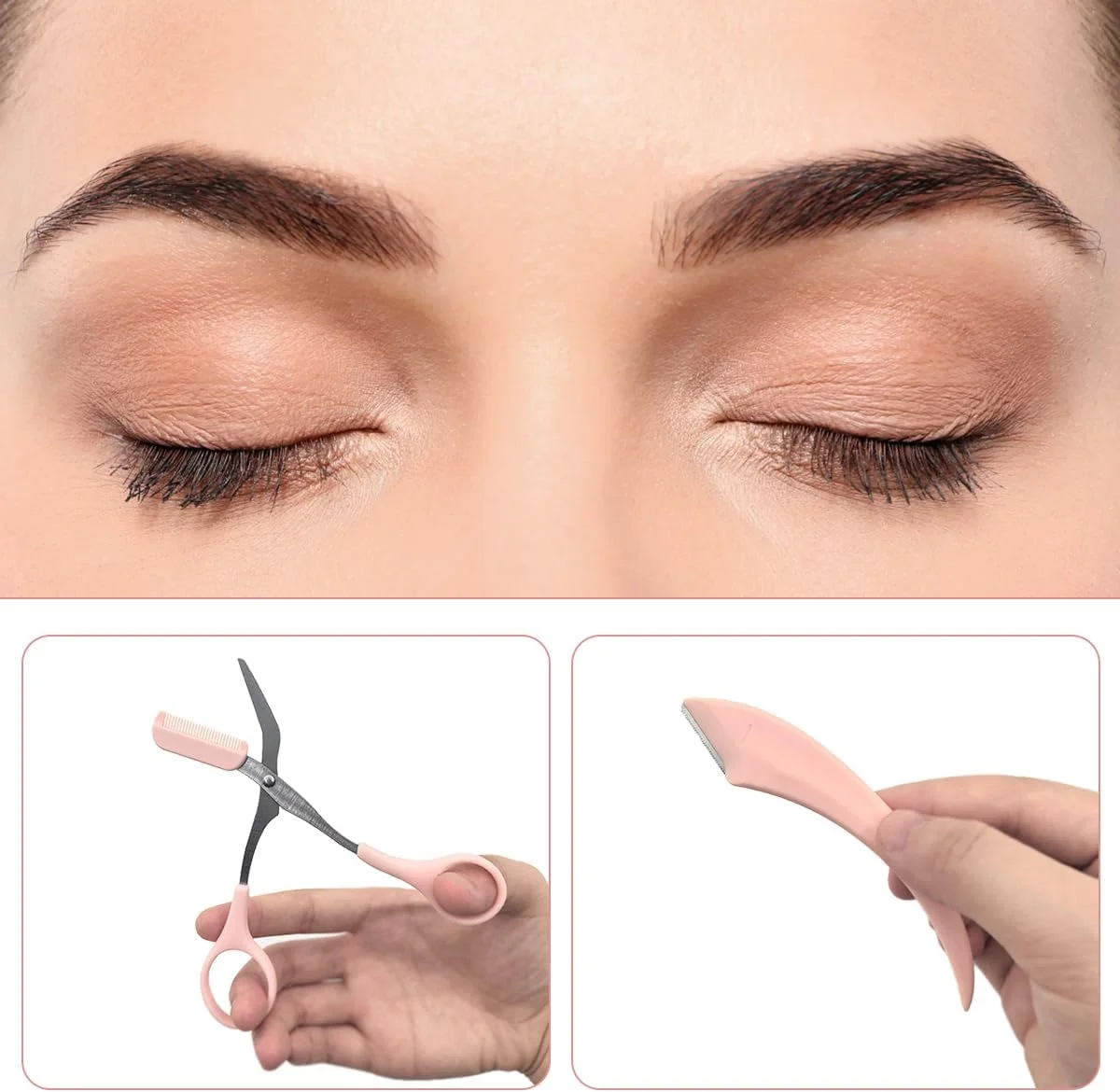 ست قیچی ابرو 9 تکه شامل قیچی ابرو با شانه، تیغ ابرو، ابزار آرایش ابرو برای آقایان و بانوان (صورتی) ست قیچی ابرو 9 تکه شامل قیچی ابرو با شانه، تیغ ابرو، ابزار آرایش ابرو برای آقایان و بانوان (صورتی)