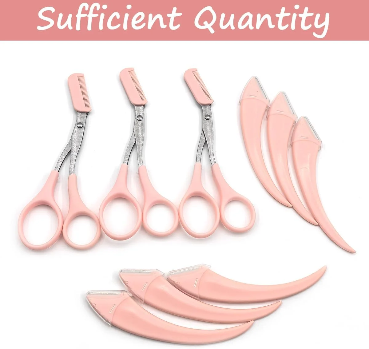 ست قیچی ابرو 9 تکه شامل قیچی ابرو با شانه، تیغ ابرو، ابزار آرایش ابرو برای آقایان و بانوان (صورتی) ست قیچی ابرو 9 تکه شامل قیچی ابرو با شانه، تیغ ابرو، ابزار آرایش ابرو برای آقایان و بانوان (صورتی)