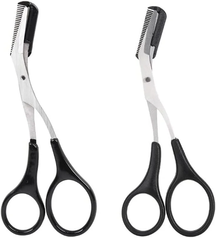 2Pcs Eyebrow Trimmer Scissor with Comb and Non Slip Finger Grips Eyelash Shaping Cut Comb Scissors Eyebrow Grooming Tool for Men and Women 2Pcs Eyebrow Trimmer Scissor with Comb and Non Slip Finger Grips Eyelash Shaping Cut Comb Scissors Eyebrow Grooming Tool for Men and Women
