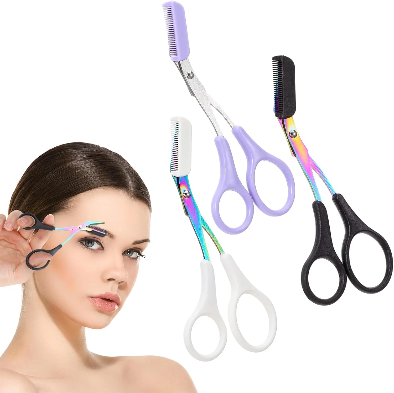 ست قیچی ابرو سه تکه Qianyu با شانه، قیچی ابرو حرفه ای و دقیق، دارای دسته های ضد لغزش، قیچی اصلاح ابرو، قیچی پیرایش، لوازم جانبی زیبایی برای آقایان و بانوان ست قیچی ابرو سه تکه Qianyu با شانه، قیچی ابرو حرفه ای و دقیق، دارای دسته های ضد لغزش، قیچی اصلاح ابرو، قیچی پیرایش، لوازم جانبی زیبایی برای آقایان و بانوان