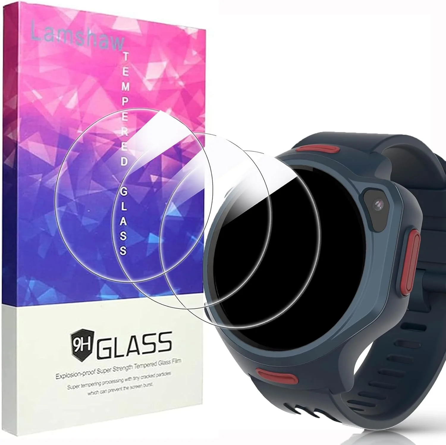 محافظ صفحه نمایش شیشه ای تمپرد Lamshaw سازگار با ساعت هوشمند myFirst Fone R2، [بسته 3 عددی] فیلم محافظ صفحه نمایش 9H سازگار با ساعت هوشمند myFirst Fone R2 (بسته 3 عددی)