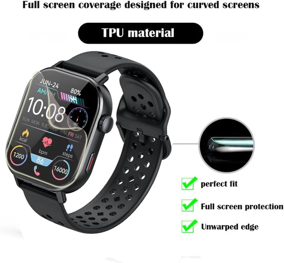 محافظ صفحه نمایش سازگار با Jugeman P131، محافظ صفحه نمایش ساعت هوشمند Jugeman P131 2.06 اینچی، فیلم محافظ صفحه نمایش TPU شفاف HD، ضد اثر انگشت، ضد خش، بدون حباب (بسته 7 عددی)