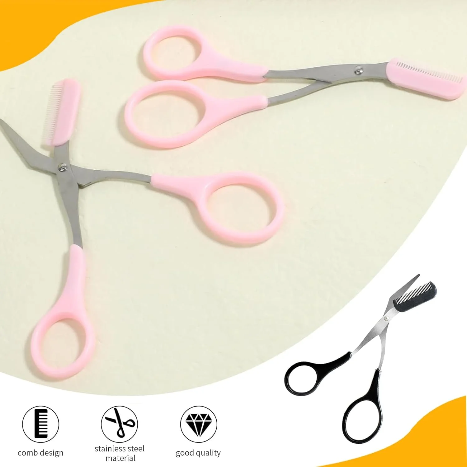 قیچی ابرو 5 عددی با شانه کوچک، قیچی شانه ابرو کمکی زنانه و مردانه، لوازم جانبی زیبایی برای رفع مو