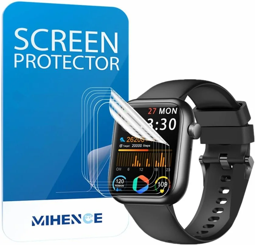 محافظ صفحه نمایش MIHENCE سازگار با ساعت هوشمند QVEQ Q104 1.83 اینچی، فیلم محافظ TPU HD سازگار با ساعت هوشمند Q104 1.83 اینچی (6 عدد)