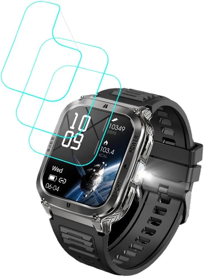 Futanwei for OIKKEI Military Smart Watches NX30 Screen Protector [3 Pack] HD Clear Soft PET Film [Anti-Fingerprint] [Anti-Scratch] [Bubble Free] Compatible for OIKKEI Smart Watch NX30 Fitness Tracker