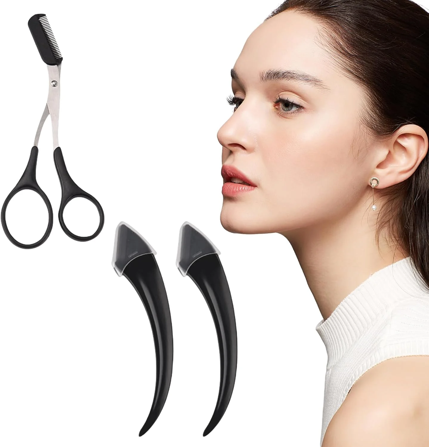 Pack of 3 Eyebrow Scissors with Comb, Eyebrow Scissors, Eyebrow Scissors for Women, Eyebrow Trimmer, Scissors, Eyelash Brush, Eyebrow Comb for Men and Women (Black) Pack of 3 Eyebrow Scissors with Comb, Eyebrow Scissors, Eyebrow Scissors for Women, Eyebrow Trimmer, Scissors, Eyelash Brush, Eyebrow Comb for Men and Women (Black)