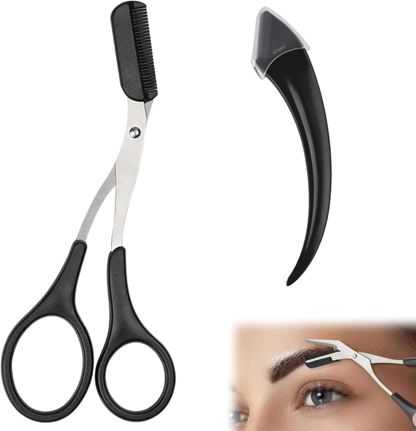 Pack of 2 Eyebrow Trimmer, Beauty Eyebrow Scissors, Black Women's Eyebrow Scissors, Stainless Steel Beauty Eyebrow Trimmer, Trimmer for Women and Men (Black) Pack of 2 Eyebrow Trimmer, Beauty Eyebrow Scissors, Black Women's Eyebrow Scissors, Stainless Steel Beauty Eyebrow Trimmer, Trimmer for Women and Men (Black)