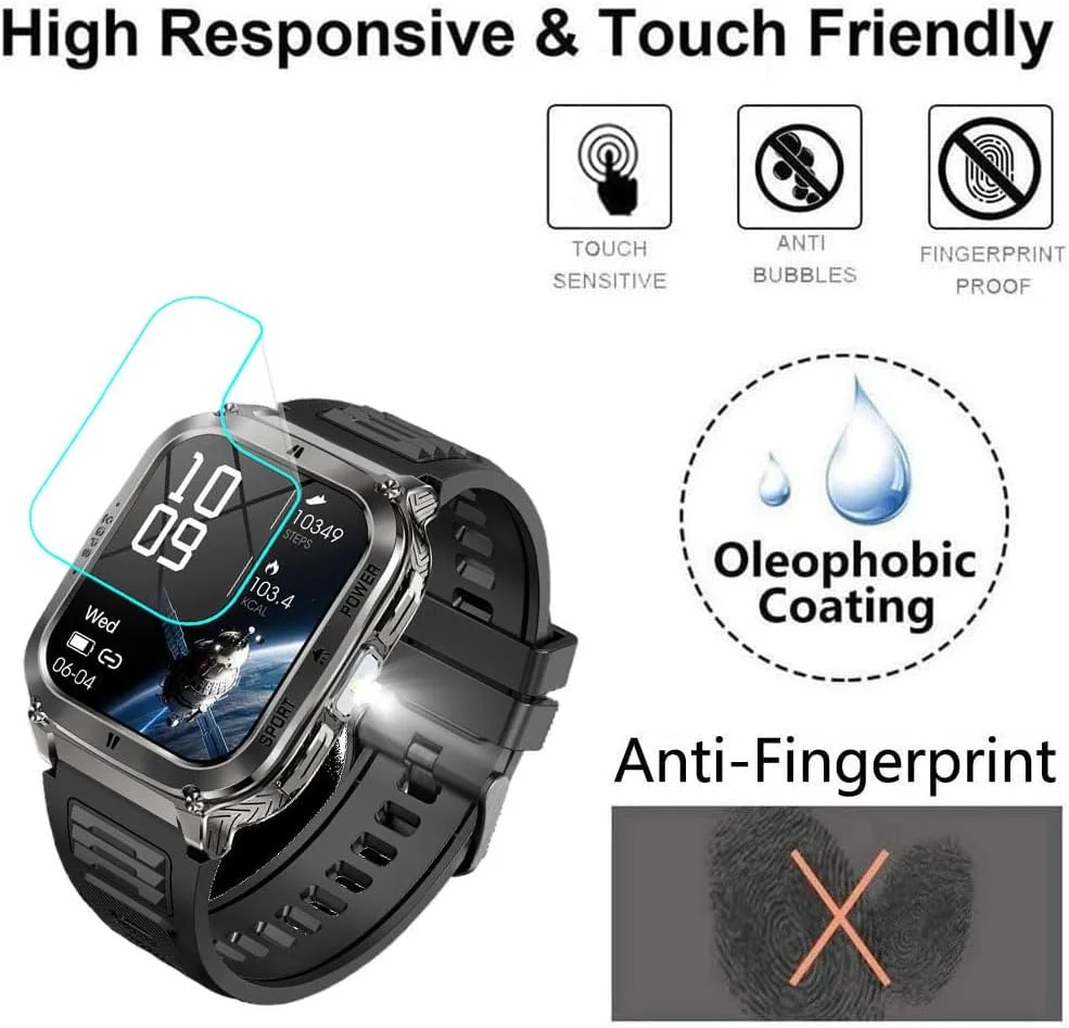 Futanwei for OIKKEI Military Smart Watches NX30 Screen Protector [3 Pack] HD Clear Soft PET Film [Anti-Fingerprint] [Anti-Scratch] [Bubble Free] Compatible for OIKKEI Smart Watch NX30 Fitness Tracker