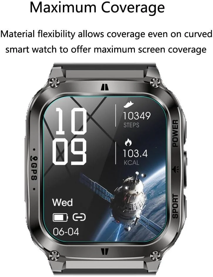 Futanwei for OIKKEI Military Smart Watches NX30 Screen Protector [3 Pack] HD Clear Soft PET Film [Anti-Fingerprint] [Anti-Scratch] [Bubble Free] Compatible for OIKKEI Smart Watch NX30 Fitness Tracker