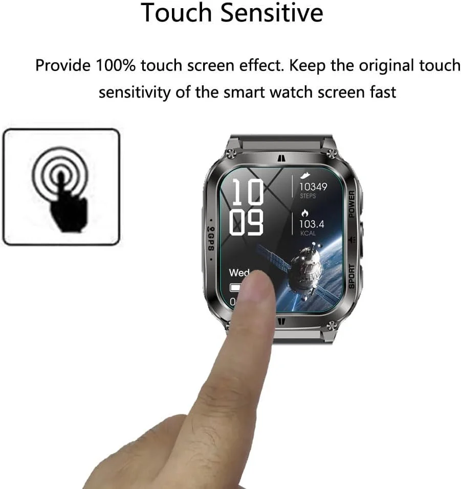 Futanwei for OIKKEI Military Smart Watches NX30 Screen Protector [3 Pack] HD Clear Soft PET Film [Anti-Fingerprint] [Anti-Scratch] [Bubble Free] Compatible for OIKKEI Smart Watch NX30 Fitness Tracker