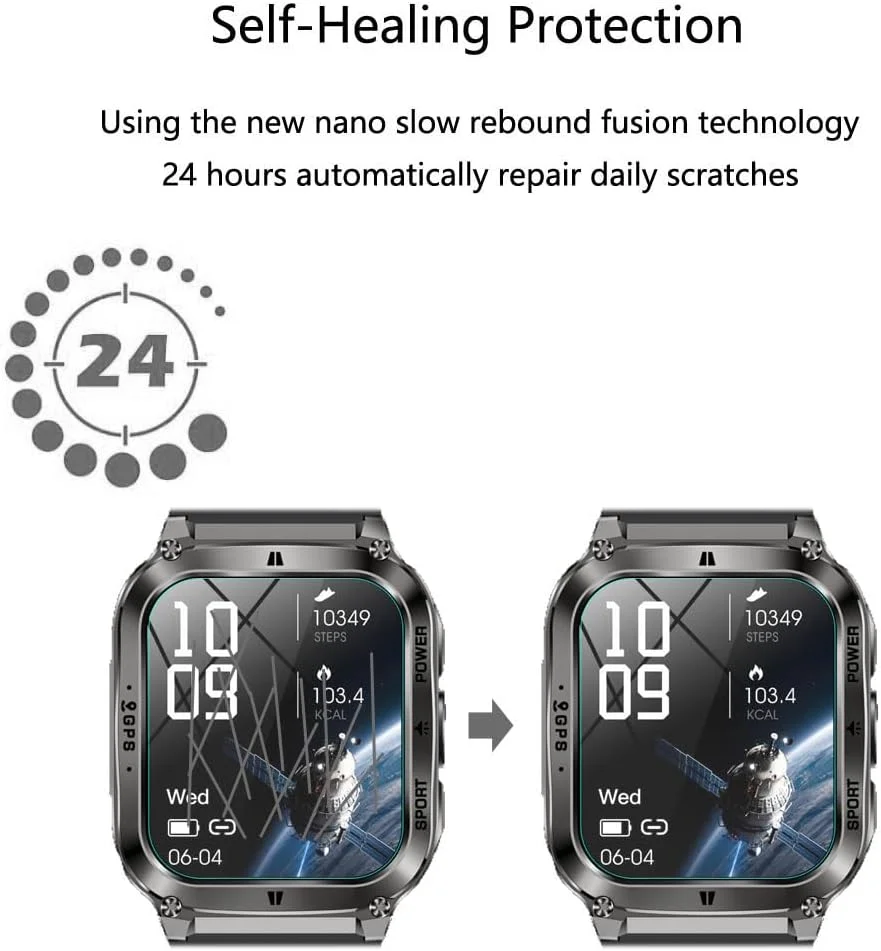 Futanwei for OIKKEI Military Smart Watches NX30 Screen Protector [3 Pack] HD Clear Soft PET Film [Anti-Fingerprint] [Anti-Scratch] [Bubble Free] Compatible for OIKKEI Smart Watch NX30 Fitness Tracker