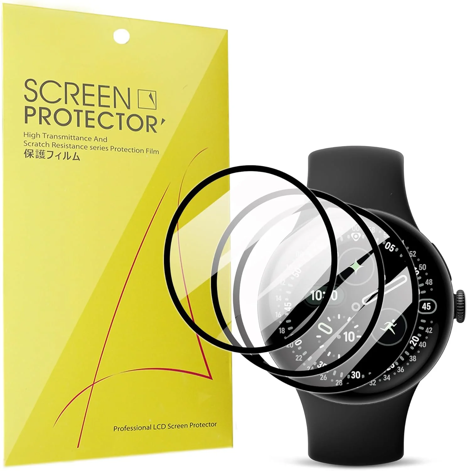 محافظ صفحه نمایش سازگار با Google Pixel Watch 4 بلوشاو [بسته 3 عددی] فیلم محافظ صفحه نمایش نرم PET با پوشش کامل سه بعدی سازگار با Pixel 4 41mm، ساعت هوشمند 45mm (بسته 3 عددی، Pixel Watch 4 41mm)