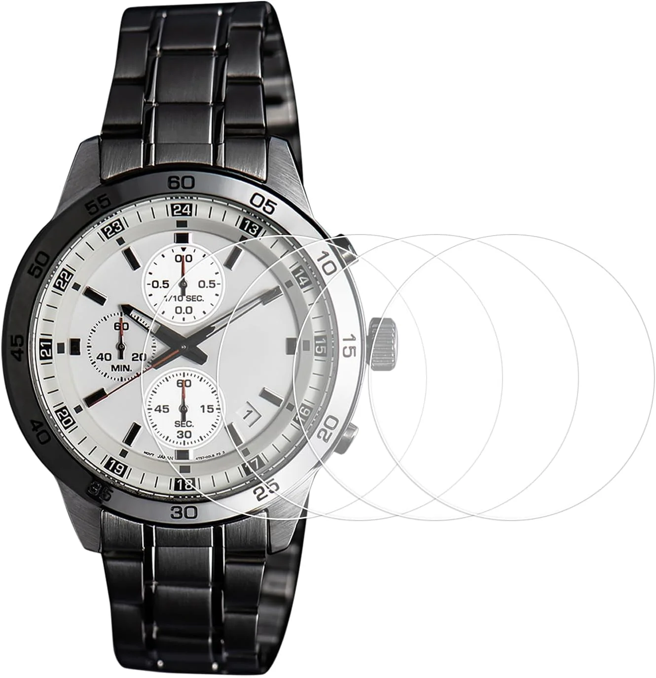 محافظ صفحه نمایش شیشه ای ساعت سورسیینگ مپ، 4 عدد، 43 میلی متر، شیشه حرارت دیده 9H، شفاف HD، لبه منحنی، ضد خش، ضد آب، صفحه کریستالی گرد ساعت هوشمند، فیلم محافظ با لوازم جانبی