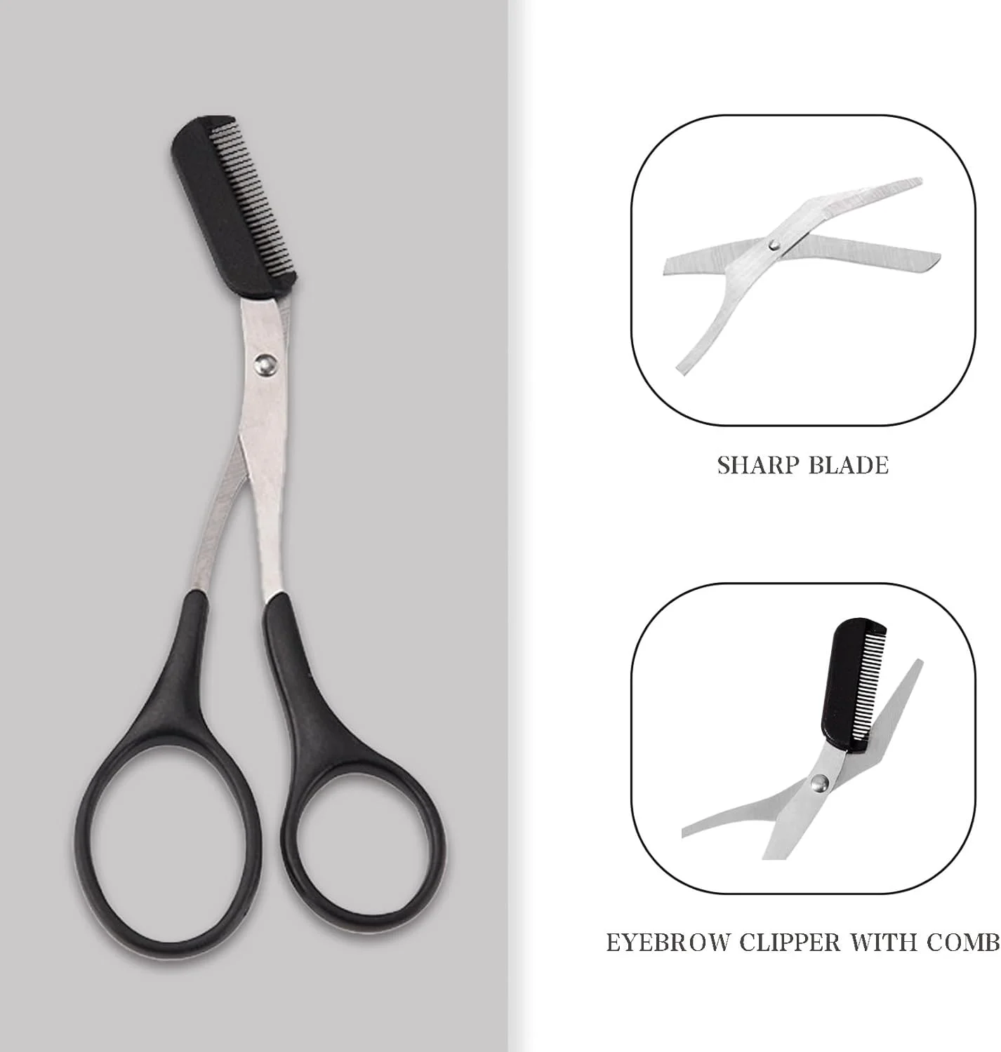 قیچی ابرو به همراه شانه، قیچی اصلاح ابرو مردانه، قیچی ابرو 2 در 1 برای زنان، تیغ ابرو، قیچی ابرو صورت زنانه، اصلاح کننده ابرو (مشکی) قیچی ابرو به همراه شانه، قیچی اصلاح ابرو مردانه، قیچی ابرو 2 در 1 برای زنان، تیغ ابرو، قیچی ابرو صورت زنانه، اصلاح کننده ابرو (مشکی)