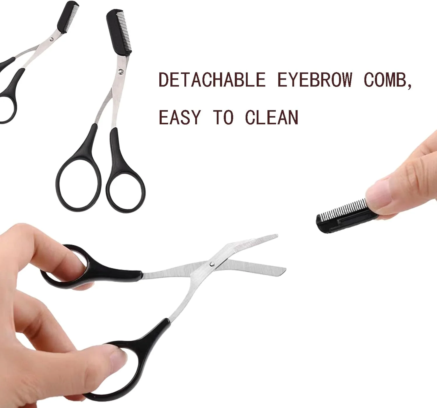 قیچی ابرو به همراه شانه، قیچی اصلاح ابرو مردانه، قیچی ابرو 2 در 1 برای زنان، تیغ ابرو، قیچی ابرو صورت زنانه، اصلاح کننده ابرو (مشکی) قیچی ابرو به همراه شانه، قیچی اصلاح ابرو مردانه، قیچی ابرو 2 در 1 برای زنان، تیغ ابرو، قیچی ابرو صورت زنانه، اصلاح کننده ابرو (مشکی)