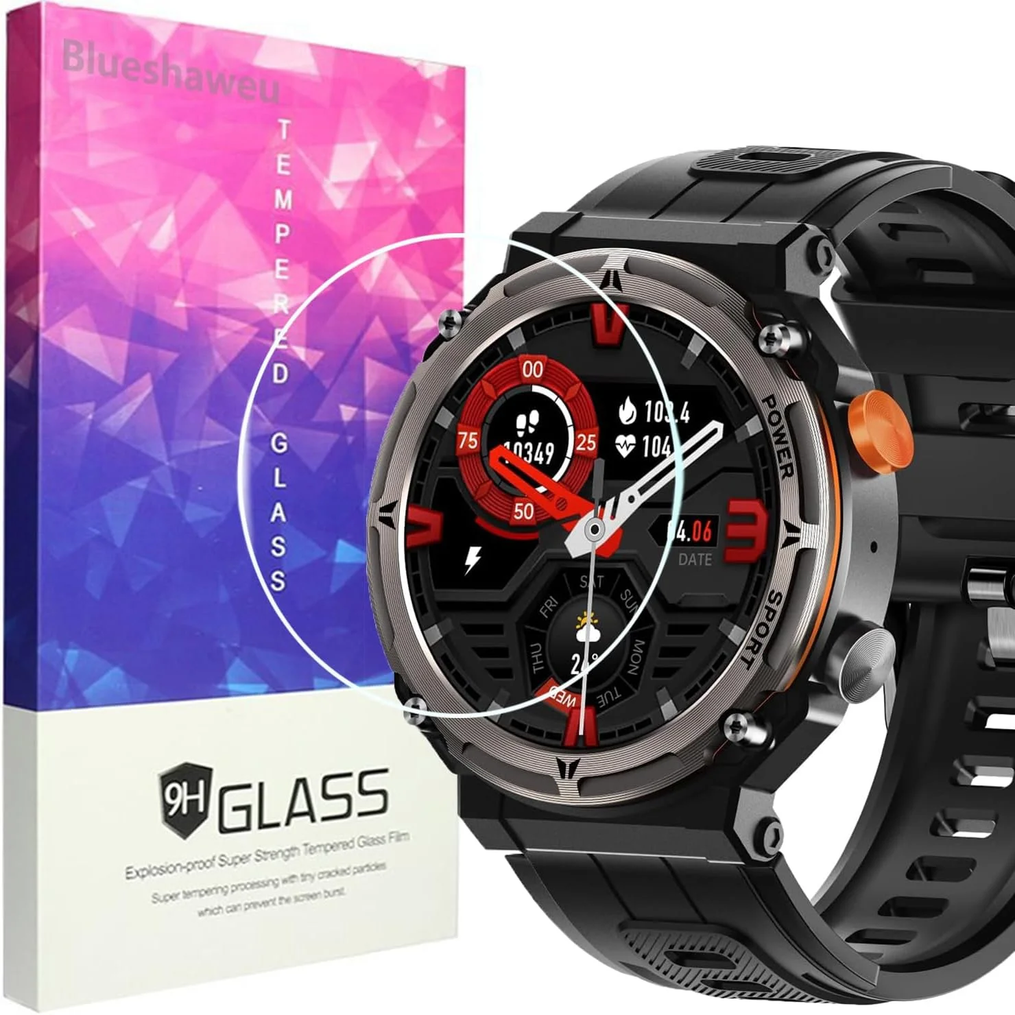 محافظ صفحه نمایش Blueshaweu سازگار با ساعت هوشمند Lemfo مدل C21 Pro مردانه 1.39 اینچی، محافظ صفحه شیشه ای حرارت دیده با سختی 9H [بسته 3 عددی] برای ساعت هوشمند Lemfo C21 Pro (HD)