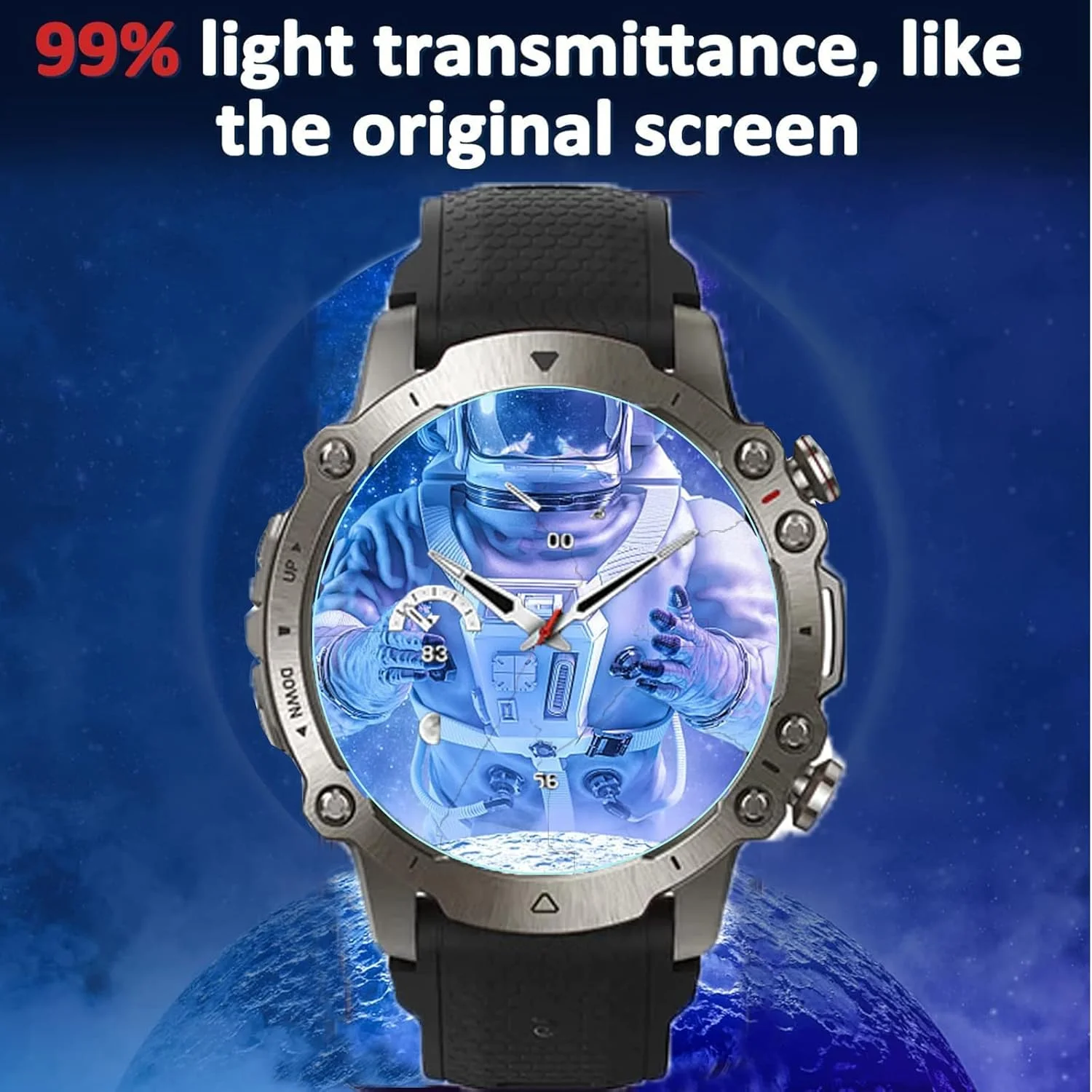 محافظ صفحه نمایش Blueshaweu سازگار با ساعت هوشمند Lemfo مدل C21 Pro مردانه 1.39 اینچی، محافظ صفحه شیشه ای حرارت دیده با سختی 9H [بسته 3 عددی] برای ساعت هوشمند Lemfo C21 Pro (HD)