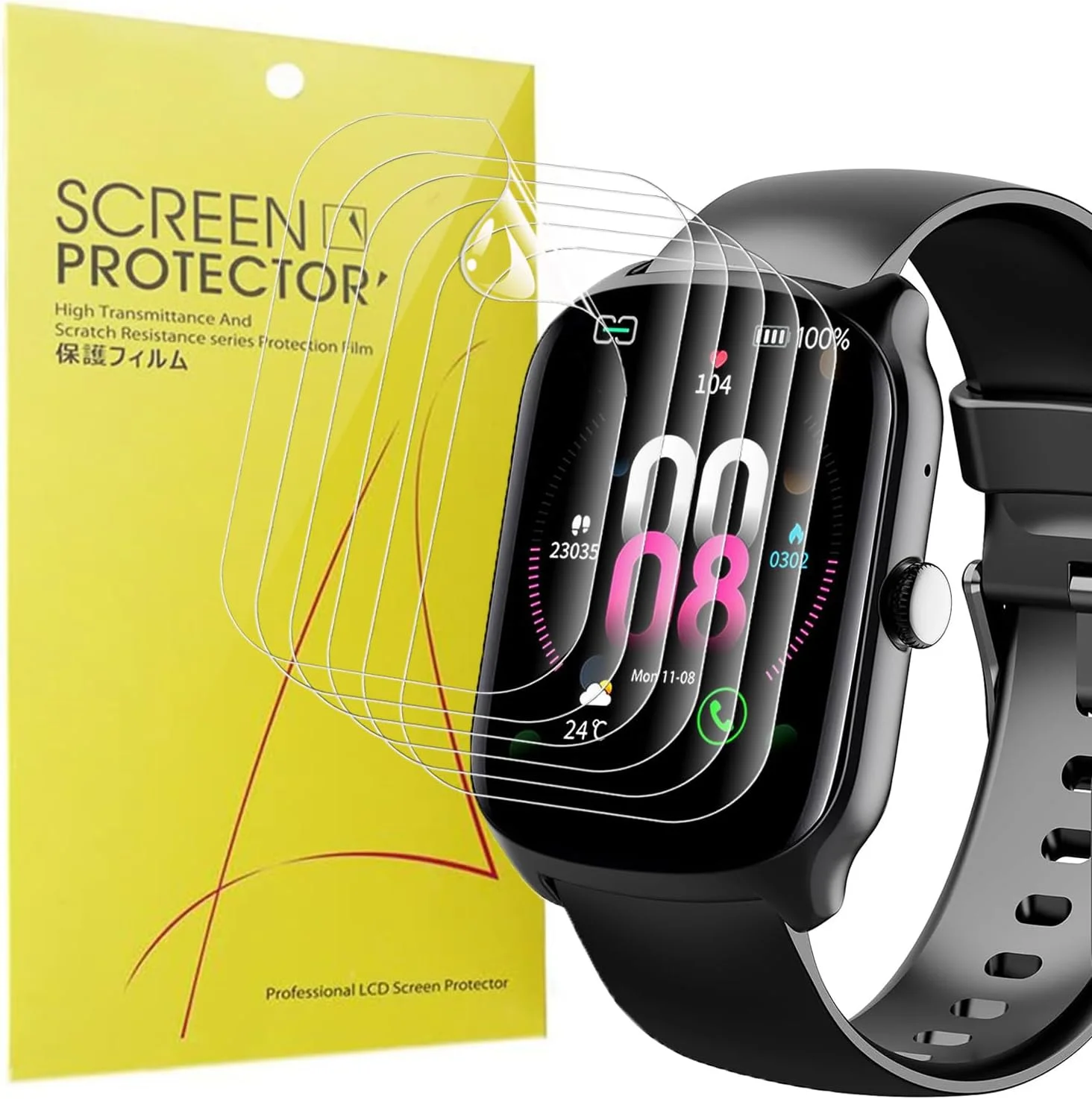 محافظ صفحه نمایش Blueshaweu سازگار با ساعت هوشمند Qecnato S68 سایز 1.95 اینچ، محافظ صفحه نمایش TPU شفاف و انعطاف پذیر HD [بسته 6 عددی] سازگار با ساعت هوشمند Qecnato S68 (شفاف)